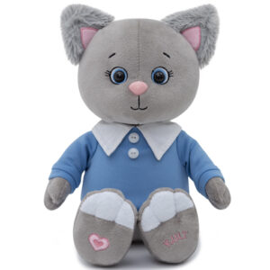 Мягкая игрушка котик Грей, 20 см, в толстовке с воротником