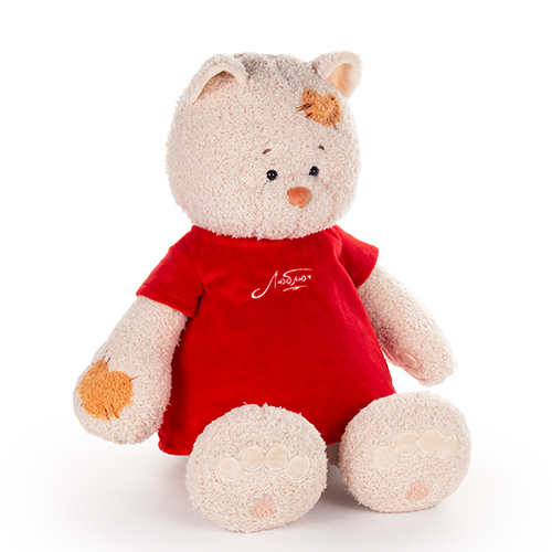 Мягкая игрушка кошка Мэри, 37 см сидя, в красном платье