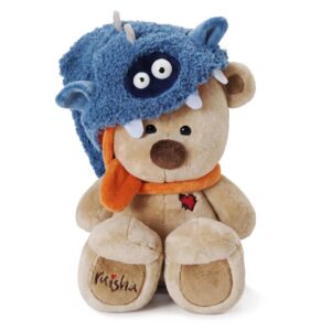 Мягкая игрушка медведь Misha в шапке-монстрике Кусь, 18 см сидя (в коробке)